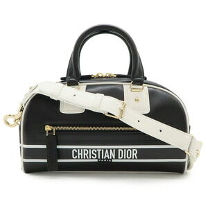 Christian Dior Vibe Bowling Bag Shoulder Black Leather